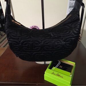 Sam Edelman Black Embossed Hobo Bag and patent wallet